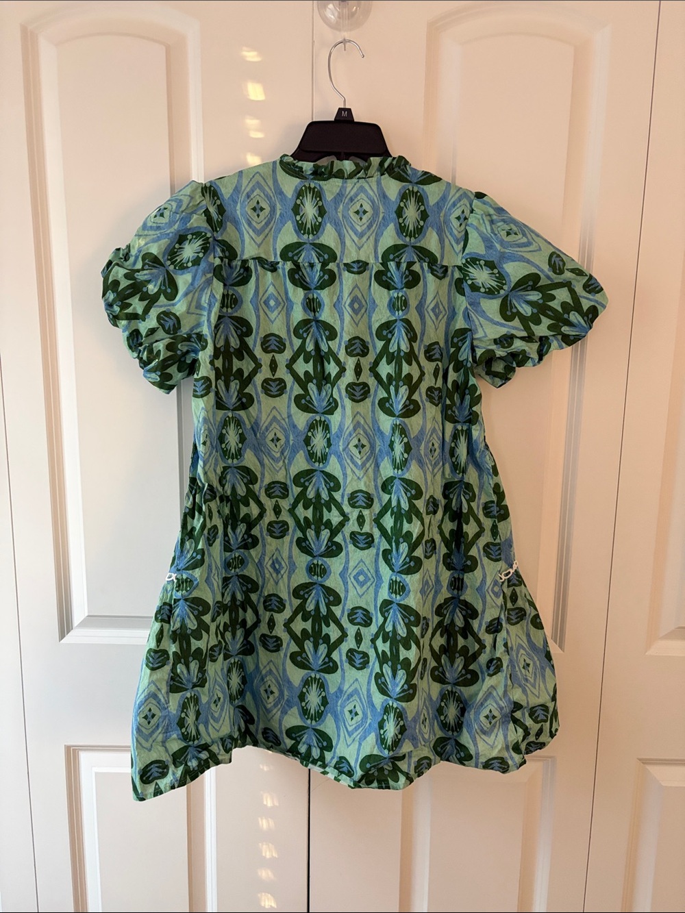 Gigio Short Puff-Sleeve Mini Babydoll Dress Size Medium Coquette Cottage - Picture 3 of 4